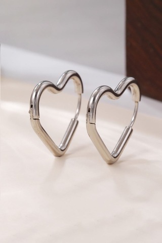 Chavin Çelik Kalp Dizayn Gri Bayan Küpe Eu81 Gümüş