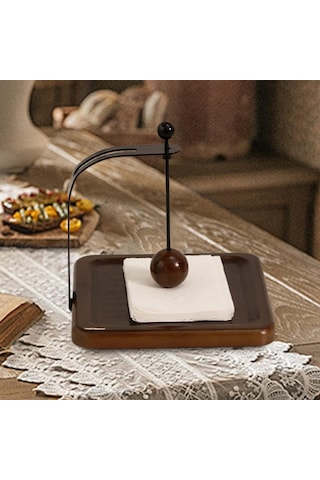 Homyl Peçete Tutucu Raf Masa Standı Yemek Masası Tezgahı Mutfak Kahverengi