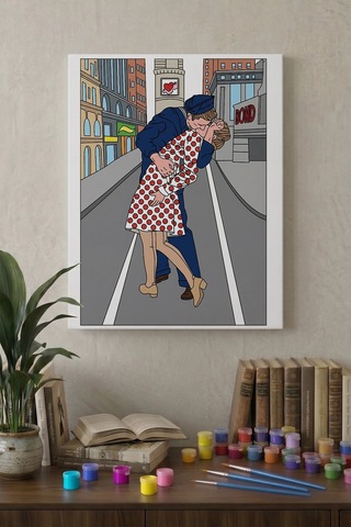 Romantik Çift Desenli Mandala Tuval Boyama Seti 40x50 Cm