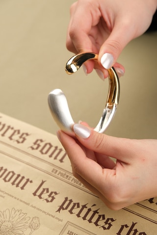 Çildan Womens Gold Ve Silver Özel Tasarım Sarmal Kelepçe Bileklik