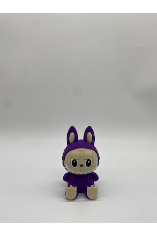 Oturan Dekoratif Labubu Figürü, 3d Baskı, Mor