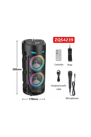 Karaoke Mikrofonlu Bluetooth Hoparlör Şarjlı Taşınabilir Led Işıklı Speaker 2x8w