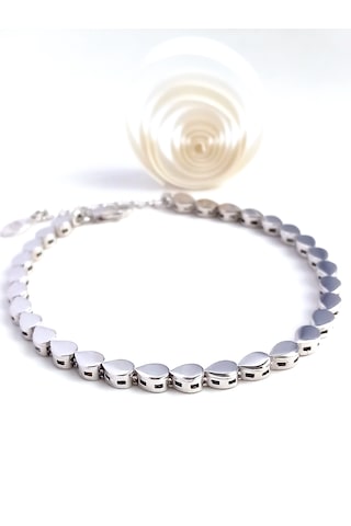 925 Ayar Gümüş Me Sıralı Damla Tasarım Spor Kadın Bileklik