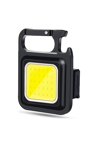 4 Mod Şarjlı Anahtarlık El Feneri Mini Boy Karabina Askılı Cob Led Lamba Acil Durum Işığı 47741 Siyah