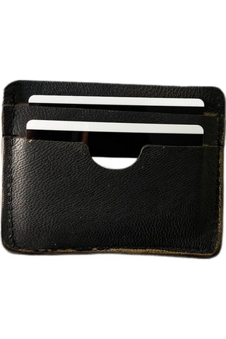 Gerçek Deri Antik Siyah El Yapımı Deri Kartlık Siyah