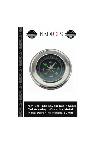 Premium Tatil Eşyası Keşif Aracı Yol Arkadaşı -yuvarlak Metal Kasa Dayanıklı Pusula 80mm