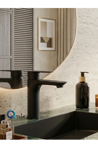 Lüks Siyah Sabit Aç Kapa Kısa Lavabo Bataryası Su Tasarruflu, Dayanıklı, Modern Tasarım