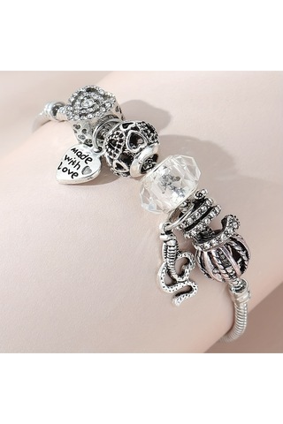 Yeni Tarz ,crystal Made With Love Şık Kalp , Sevgi Charmlı Bileklik, Ahşap Kutu İçerisinde Gümüş Gümüş