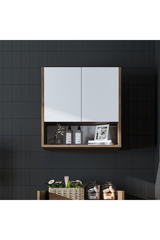 Çamaşır-kurutma Makinesi Dolabı Kapaklı Üst Dolabı Banyo Dolap Atlantik Çam - Beyaz