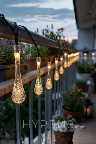 Solar Damla Led 5m 20 Ledli Günışığı 8 Modlu Dekoratif Bahçe Ve Balkon Süs Işığı Sarı