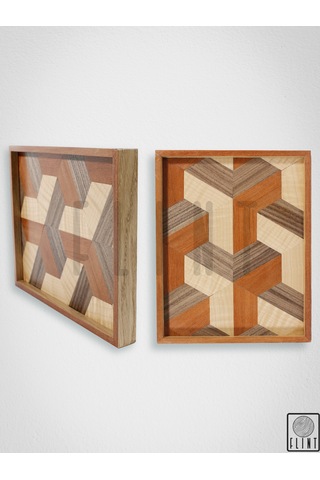 El Yapımı Ceviz Meşe Elma Ağacı Üç Boyutlu Ahşap Kahve Tepsisi