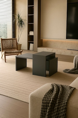 Oliva 2'li Orta Sehpa Takımı Siyah