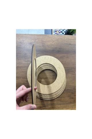 28x28cm Halka Ham Ahşap 10 Lu - Boyanabilir Ham Mdf