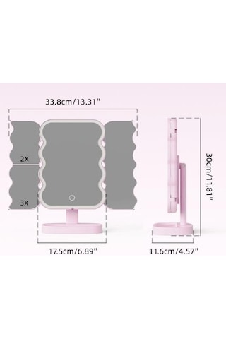 Valkyrie Xr-750 Led Işıklı Katlanabilir Makyaj Aynası - 2x 3x Büyütme Modu - Dokunmatik Touch Ekran - Pilli Diğer