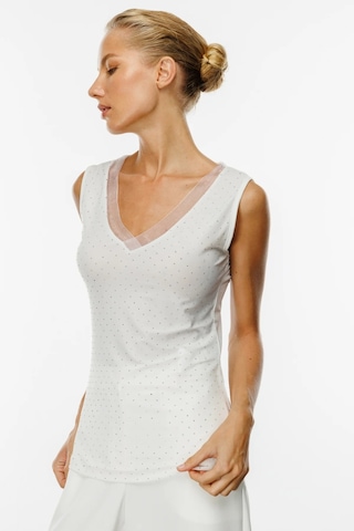 On Fashion Kolsuz V Yaka Taşlı Kadın Bluz 25y.on.blz.51396.01 Ekru