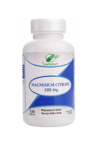 Yurdavit Magnezyum Sitrat 500 Mg 120 Tablet Magnesium Citrate
