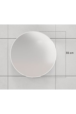 Oval Aynali Banyo Dolabi Beyaz