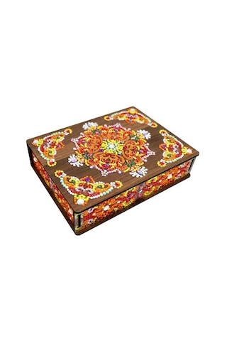 Dıy Elmas Boyama Saklama Kutusu Seti Köpüklü Toz Geçirmez Nakış Çapraz Dikiş Ahşap Kutu C