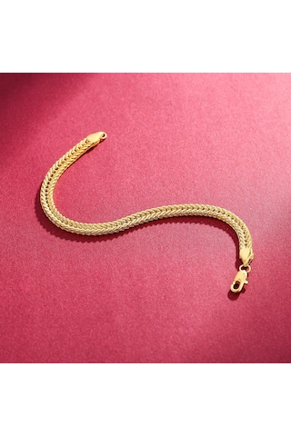 Zarif Altın Bileklik 6mm Erkek Yan Bileklik Sarı Altın