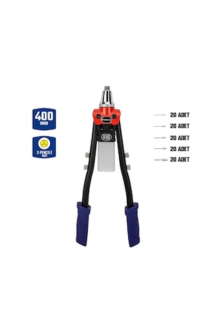 Workpro Wp225001 5 In 1 400mm Kollu Profesyonel Perçin Tabancası + 100 Adet Perçin