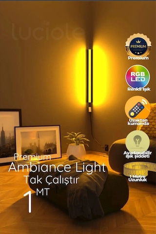 Led Abajur Aplik Gece Lambası Rgb Lambader 16 Renkli Uzaktan Kumandalı Işık 4 Animasyonlu