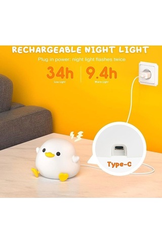 Led Gece Lambası Dokunmatik Kontrollü Gece Lambası Silikon Lamba İle Sevimli Sıcak Beyaz Gece Lambası Usb Şarj Edilebilir Yyv