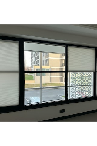 Perdema Yapışkanlı Jalvolin Plise Cam Balkon Perdesi - Ofis Perdesi - Mutfak Perdesi - Salon Perdesi Bulut Gri