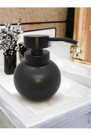 Lüks Seramik Tombul Küre Sabunluk Mutfak Banyo Sıvı Sabunluk Bulaşık Deterjanlık Siyah