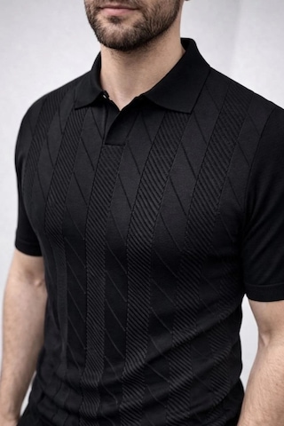 Mzpkartan Erkek Yazlık Triko Dokuma Tişört Kısa Kol Polo Yaka T-shirt - Siyah Çok Renkli