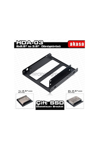 Akasa 2 X 2.5" Hdd/Ssd Çift Yuvalı 3.5 "Dönüştürücü