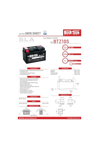 Bs Batery Btz10s-sla ( Yuasa Ytz10s-sla ) Motosiklet Aküsü