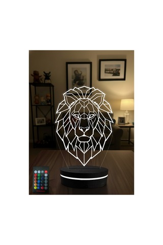 3d Led Aslan Gece Lambası Rgb Renk Değiştiren Kumandalı Dekoratif Masa Lambası Çok Renkli