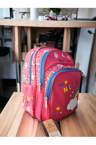 Pembe Unıcorn & Gökkuşağı Baskılı İlkokul Çantası Ve Beslenme Çantası