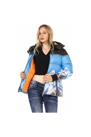 Cipo & Baxx Wm119 Baskılı Şişme Mont Blue Mavi