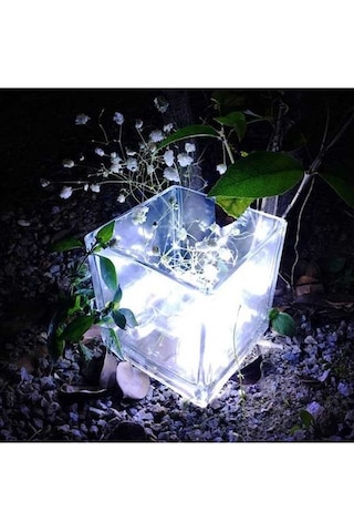 Opulentliving 200 Led Güneş Enerjili Su Geçirmez Dekoratif Işık Zinciri - 8 Modlu Serin Beyaz-gri Beyaz Gri Beyaz