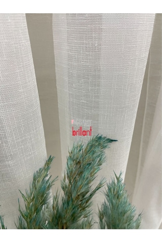 Tül Perde Brillant Ağır Gramajlı Keten Görünümlü Desen Ütü İstemez