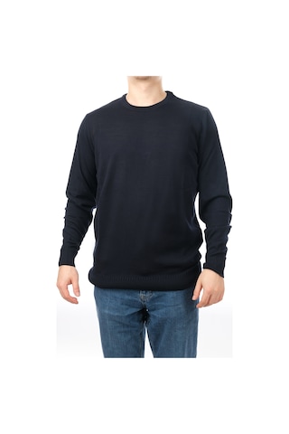 İntersivin Erkek Slim Fit Bisiklet Yaka Düz Uzun Kollu Triko Kazak S-05 Lacivert