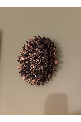Dekoratif Çiçek Tabak / Sunumluk Mat Siyah & Altın Yaldız Eskitme 28 Cm