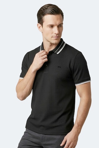 Slazenger Zınovıa Erkek Polo Yaka Siyah Tişört