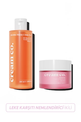 Cream Co. Leke Karşıtı Nemlendirici Krem 50 ML + Aha-Bha Vitamin C Tonik 200 ML