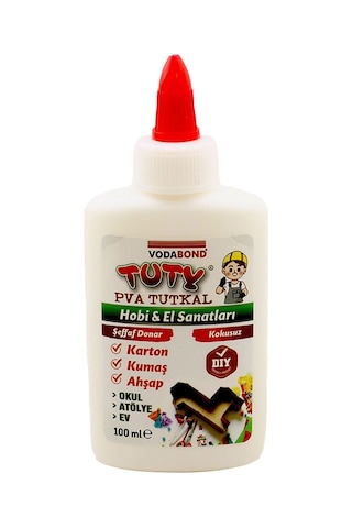 Tuty Karton Kumaş Ahşap Tutkalı Şeffaf Donar 100 Ml