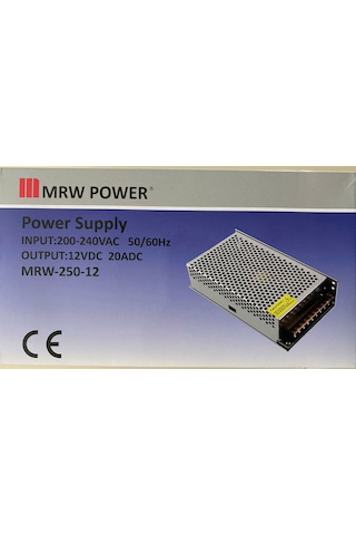 12 Volt 20 Amper Metal Kalın Kasa Adaptör Mrv-250-12-mervesan