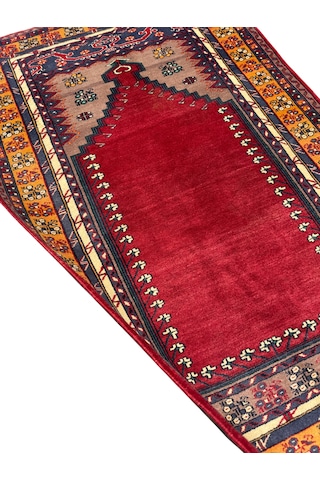 El Dokuma Vintage Kafkas Halısı 103x160 Kırmızı %100 Yün Namazlık