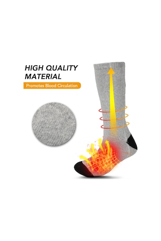 Isıtmalı Çoraplar Elektrikli Isıtma Çorapları Pil İle Çalışan Sıcak Çoraplar Şarj Edilebilir Kış Sıcak Çoraplar Gri
