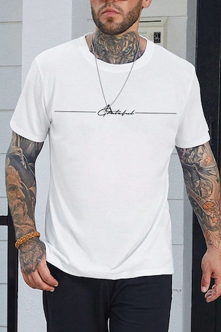 Erkek Baskılı Oversize Tshirt Beyaz