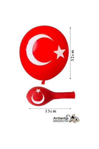 Atatüklü Ve Bayraklı Balon 50 Adet Ata Balon Süsleme 29 Ekim 23 Nisan Kırmızı Beyaz Balon Bayrak Balon Bayram