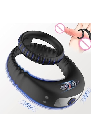 Carmine 10 Modlu Şarjlı Titreşimli Penis Halkası Siyah