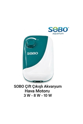 Sobo Aq-5 Çift Çıkışlı Akvaryum Hava Motoru 3w Düşük Enerji Tüketimli Hava Pompası