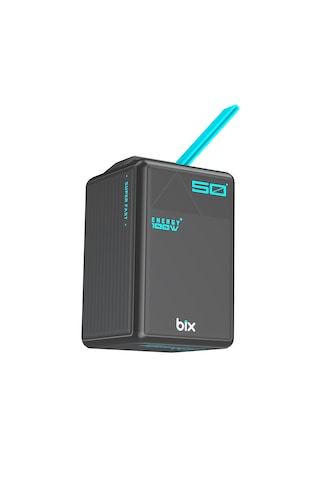 Bix Pb5010w 50000mah 100w Süper Hızlı Şarj Dijital Göstergeli 6 Portlu Powerbank Taşıma Askılı Taşınabilir Şarj Cihazı Siyah
