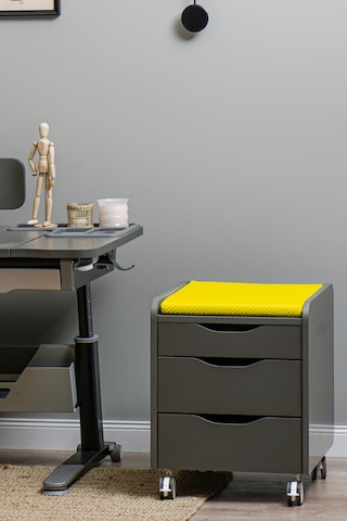 Creo Mobili Çekmeceli Tekerlekli Sirius Keson Oturulabilir Ofis Ve Ev Komodini Antrasit/sarı